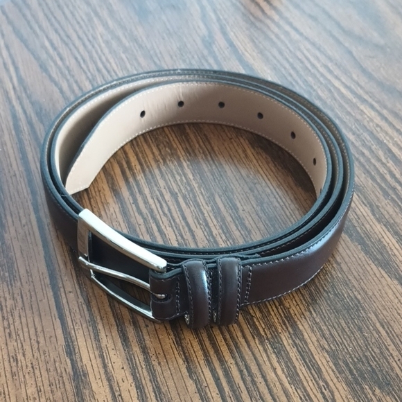 Other - Genuine Leather Dark Brown Belt Mens Size XXL Silver Buckle